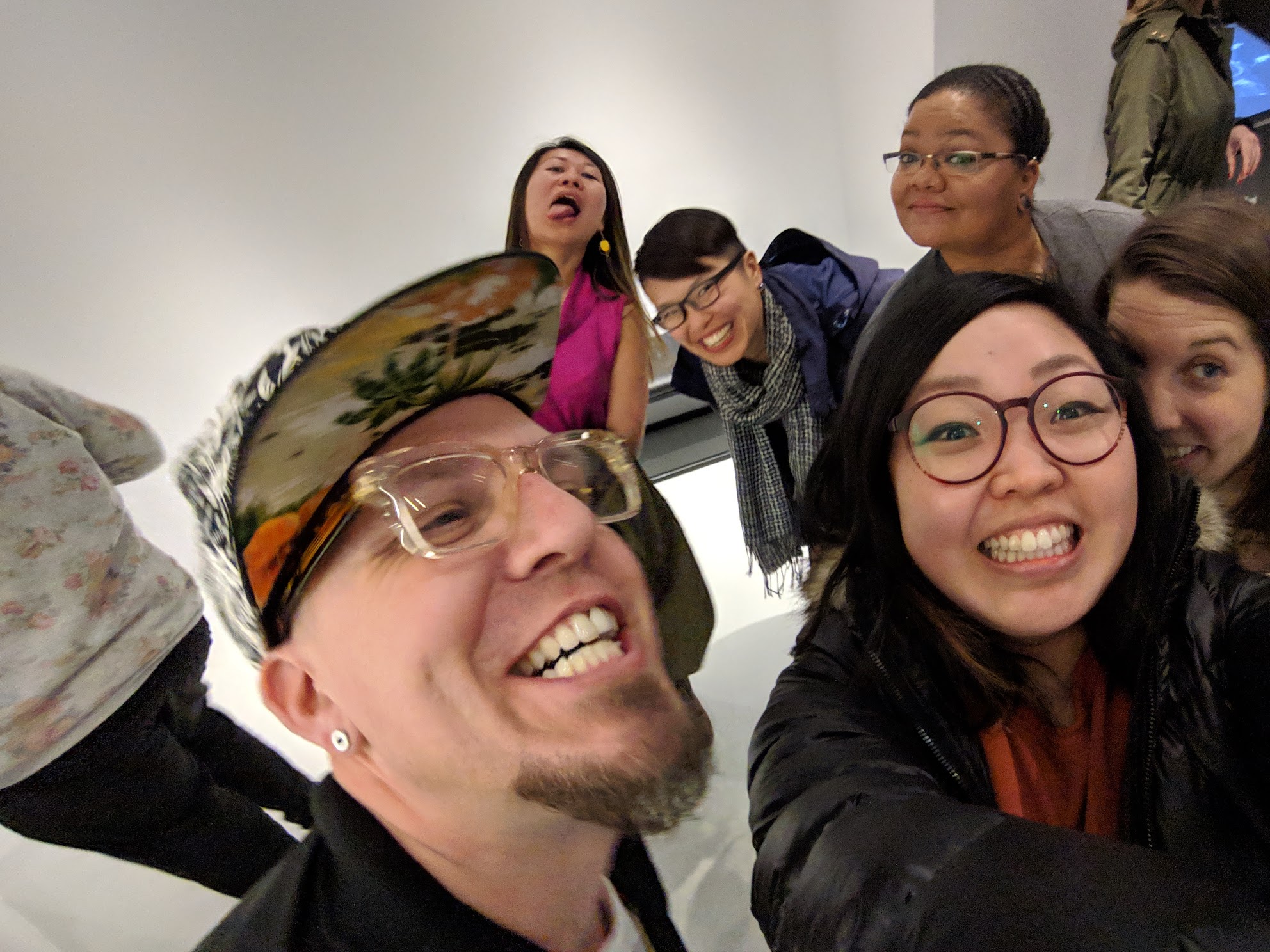 Group selfie with team members