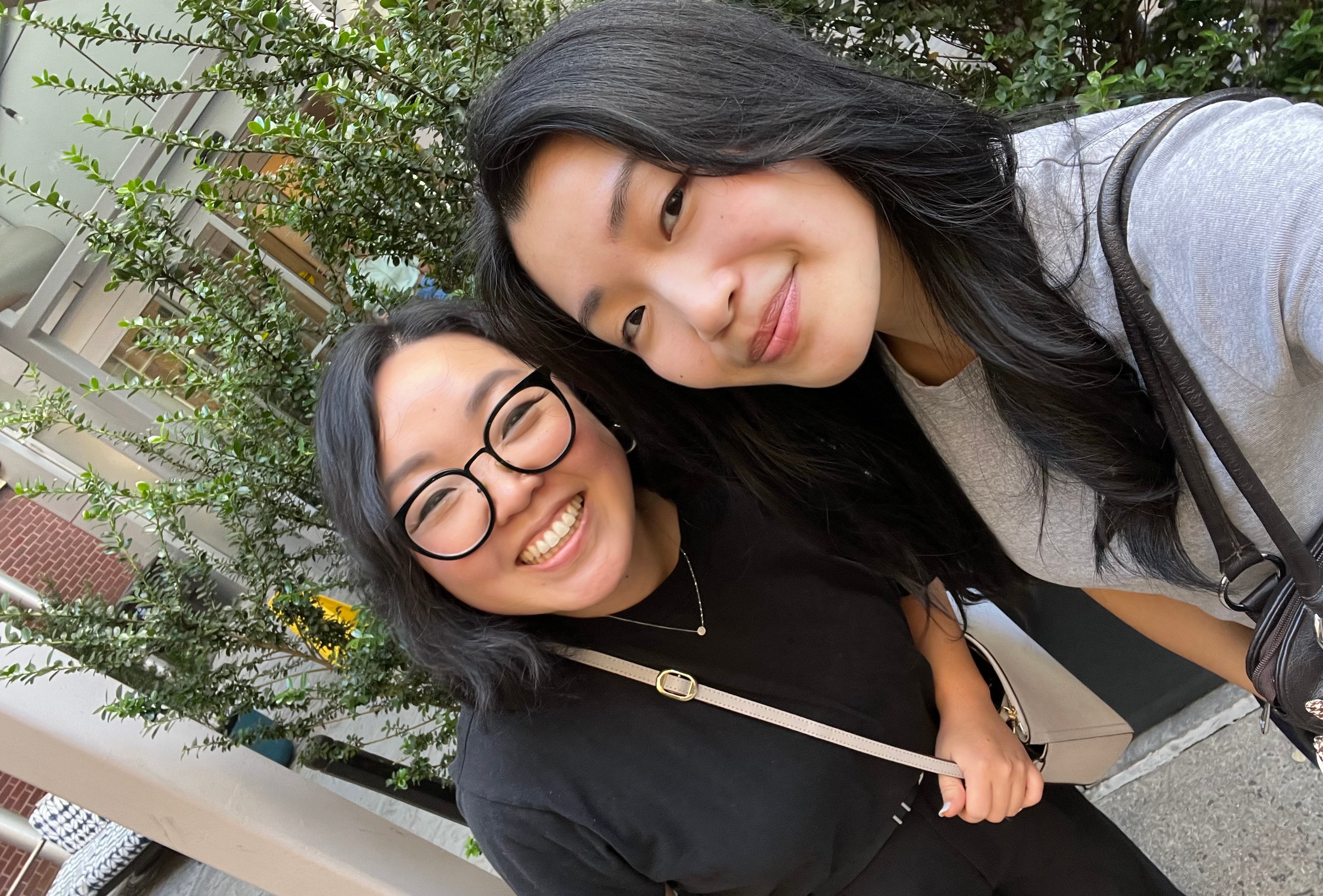 Outdoor selfie with a colleague